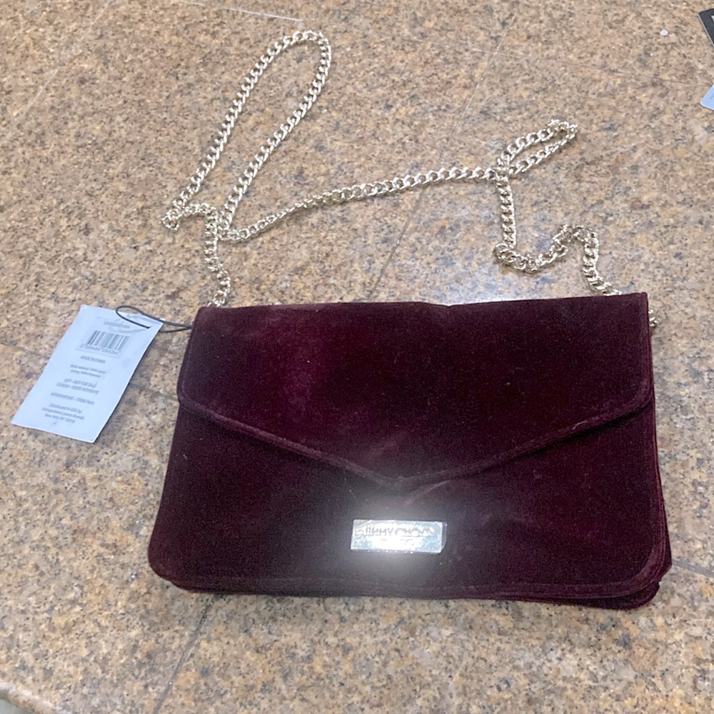 New ♥️ Jimmy Choo Parfums Faux Velvet Evening Bag (burgundy)